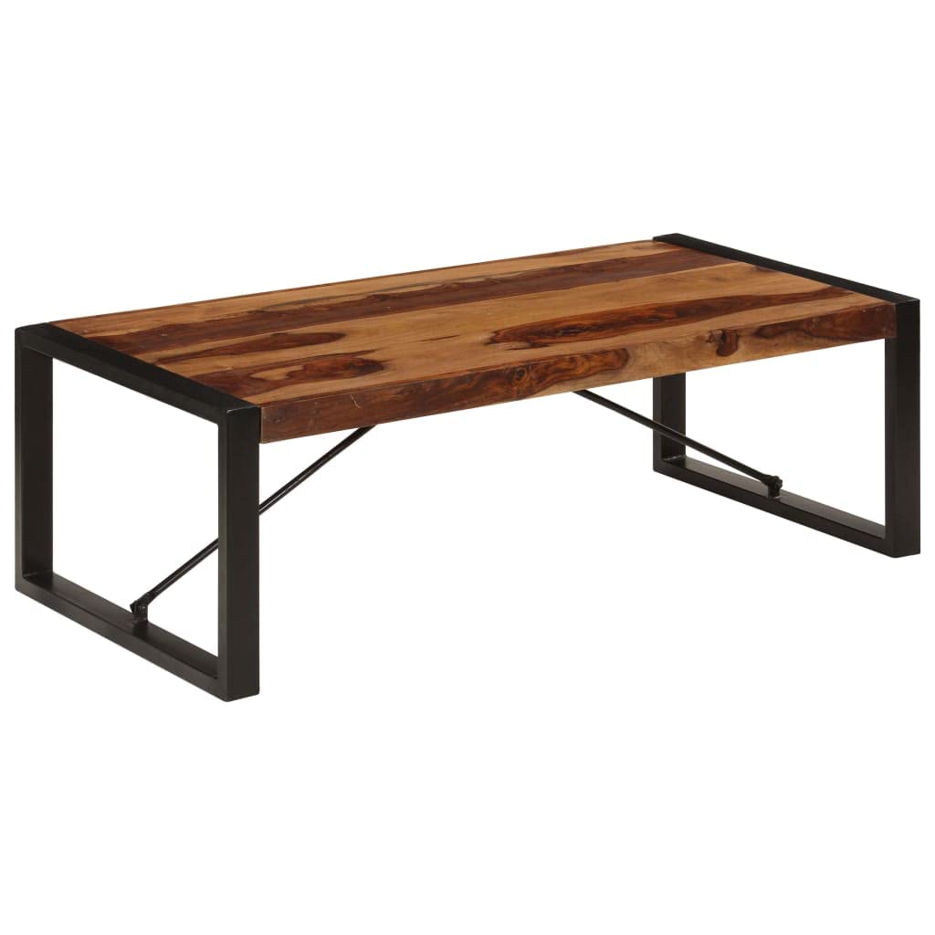 Farmhouse Coffee Table with Storage Cabinets Solid Sheesham Wood Z511