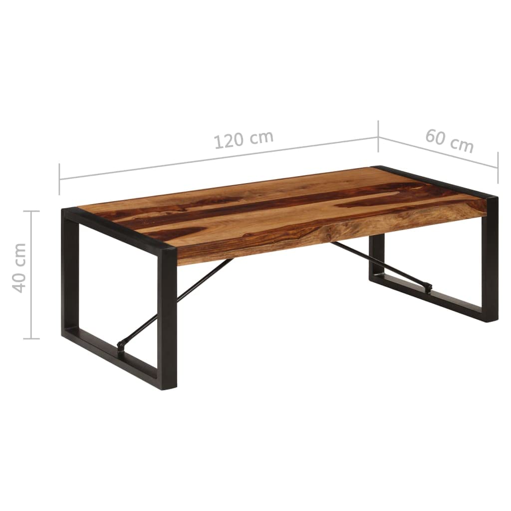 Farmhouse Coffee Table with Storage Cabinets Solid Sheesham Wood Z511