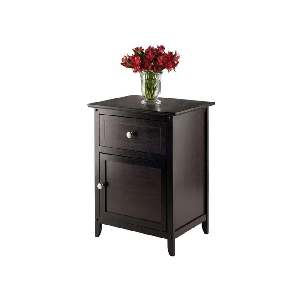 2 Piece Wood Nightstand Set with Cabinet and Drawer J21005