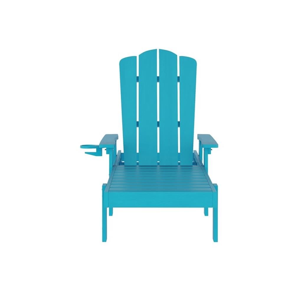 All-Weather Adirondack Lounge Chair with Cupholder, HDPE Plastic, Blue I74596