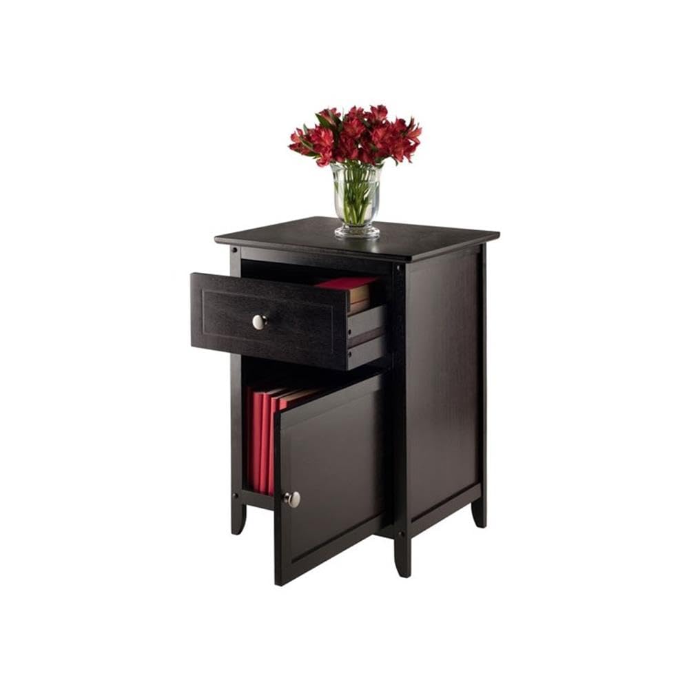 2 Piece Wood Nightstand Set with Cabinet and Drawer J21005