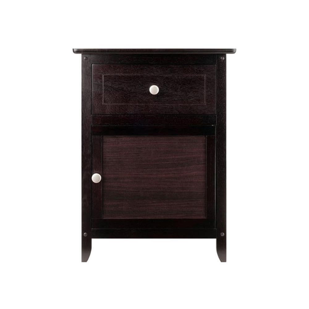 2 Piece Wood Nightstand Set with Cabinet and Drawer J21005
