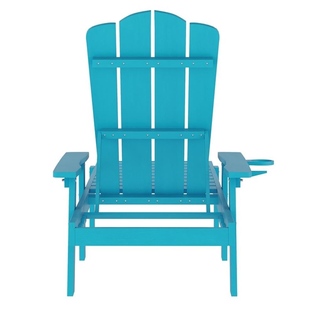 All-Weather Adirondack Lounge Chair with Cupholder, HDPE Plastic, Blue I74596