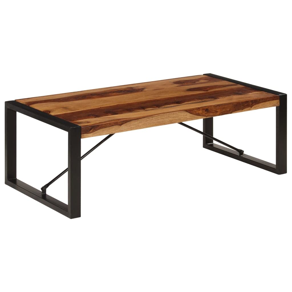 Farmhouse Coffee Table with Storage Cabinets Solid Sheesham Wood Z511