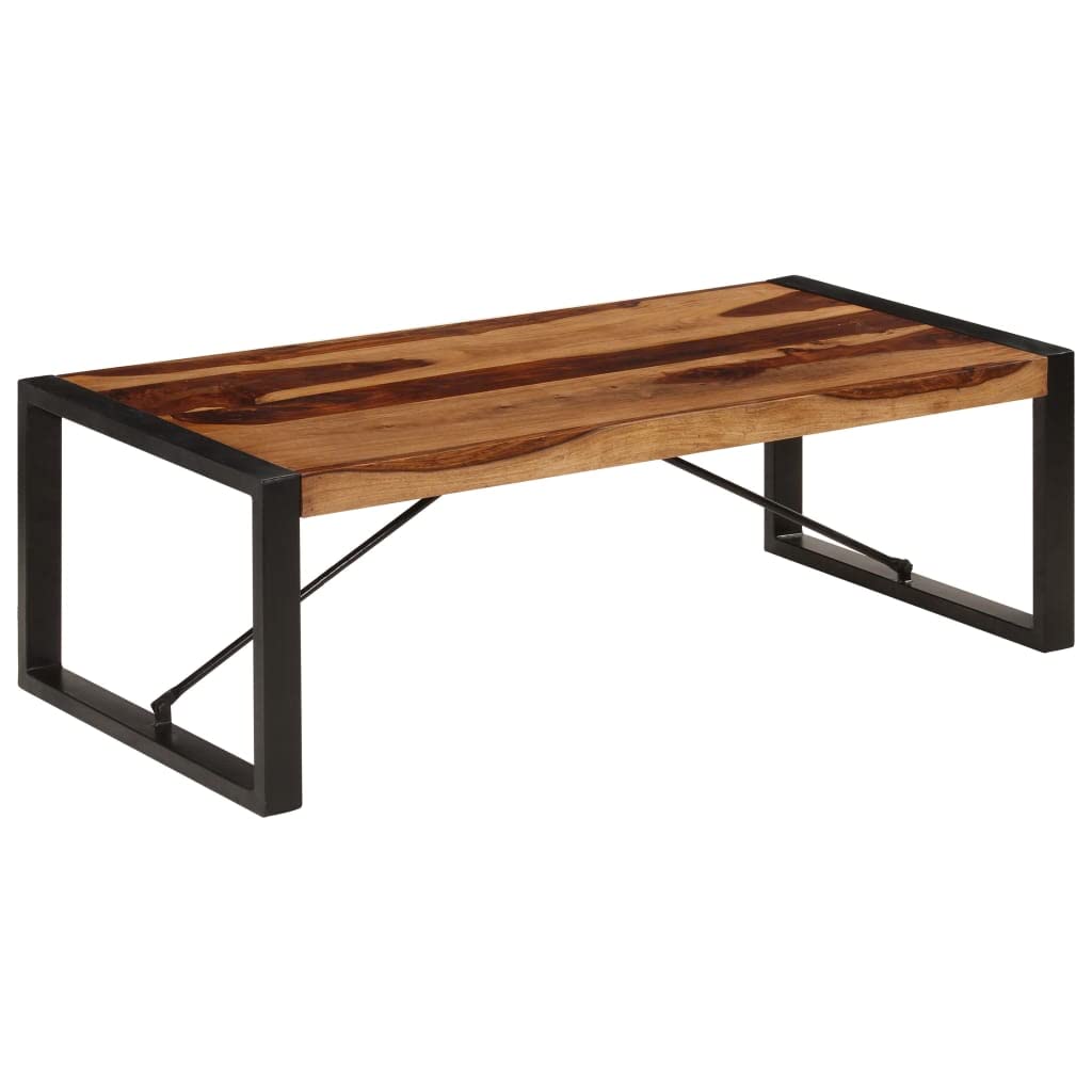 Farmhouse Coffee Table with Storage Cabinets Solid Sheesham Wood Z511