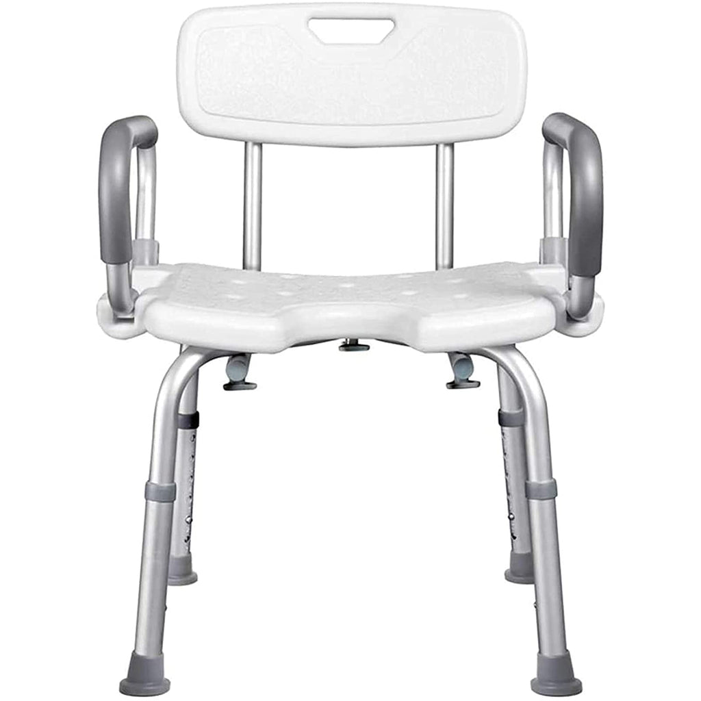 Adjustable Height Padded Seat Transfer Bench with Arms and Back N42511