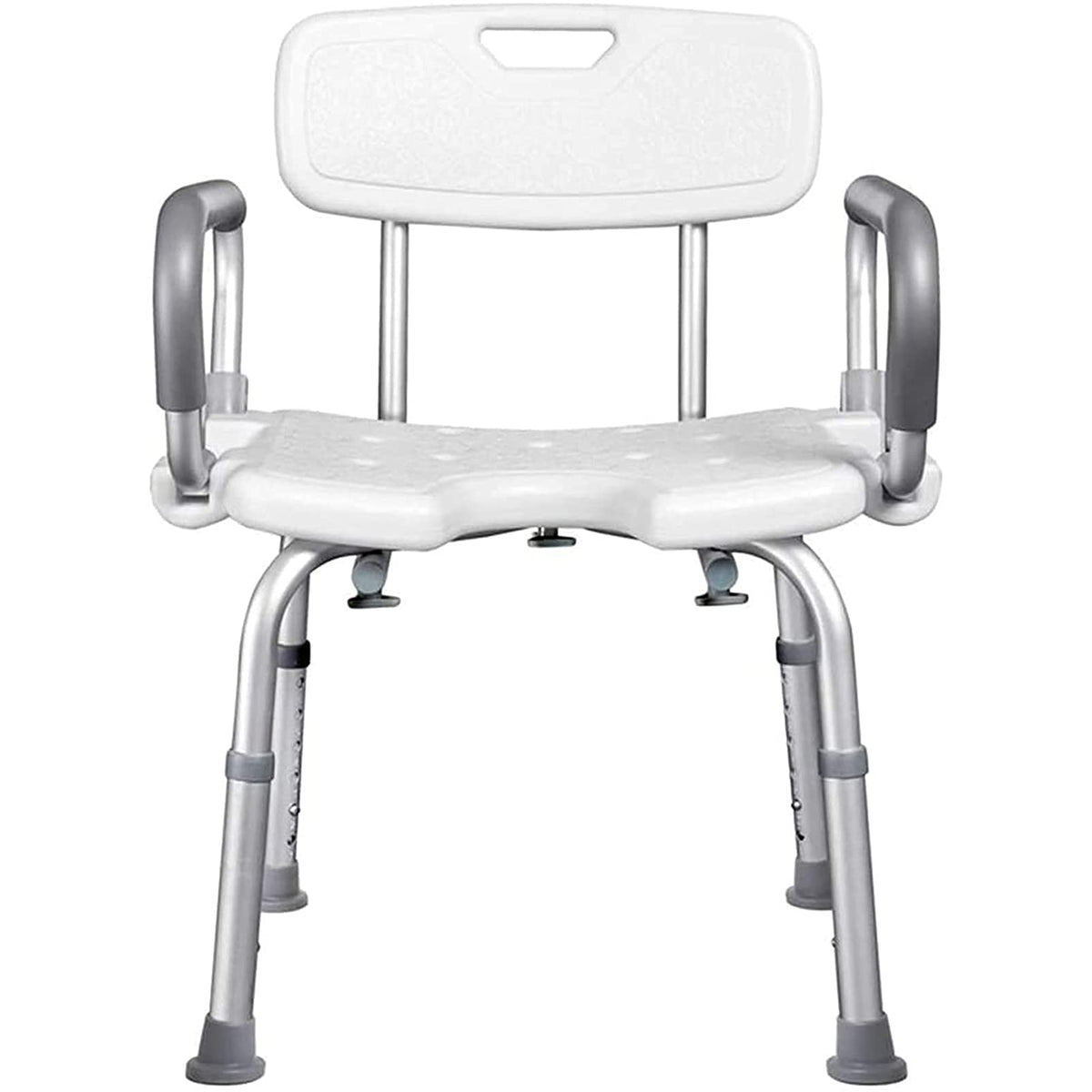Adjustable Height Padded Seat Transfer Bench with Arms and Back N42511