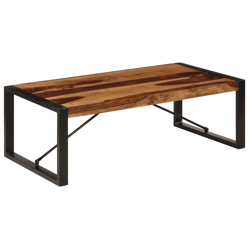 Farmhouse Coffee Table with Storage Cabinets Solid Sheesham Wood Z511