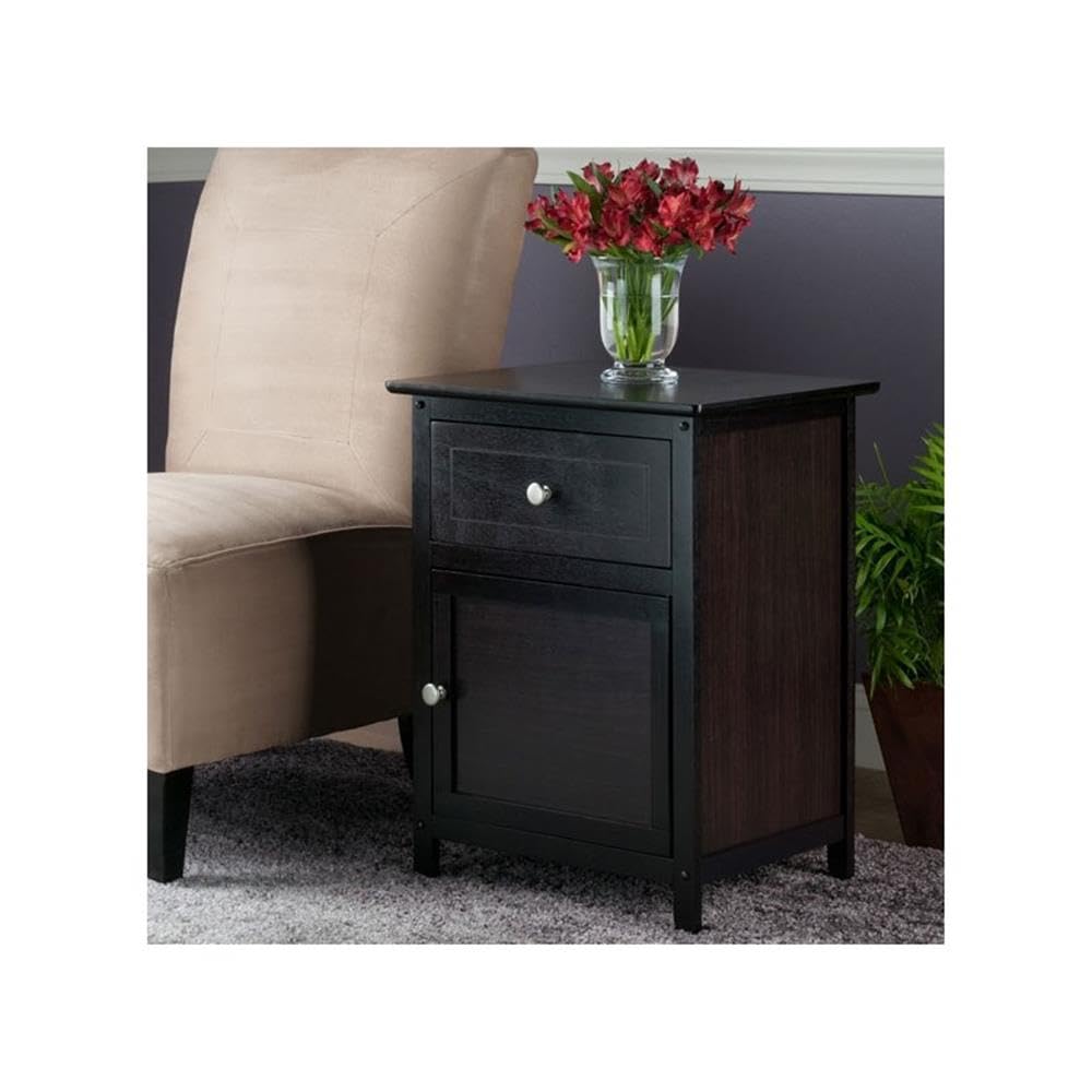 2 Piece Wood Nightstand Set with Cabinet and Drawer J21005