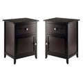 2 Piece Wood Nightstand Set with Cabinet and Drawer J21005