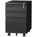 Black 3 Drawer Metal File Cabinet with Lock E2623