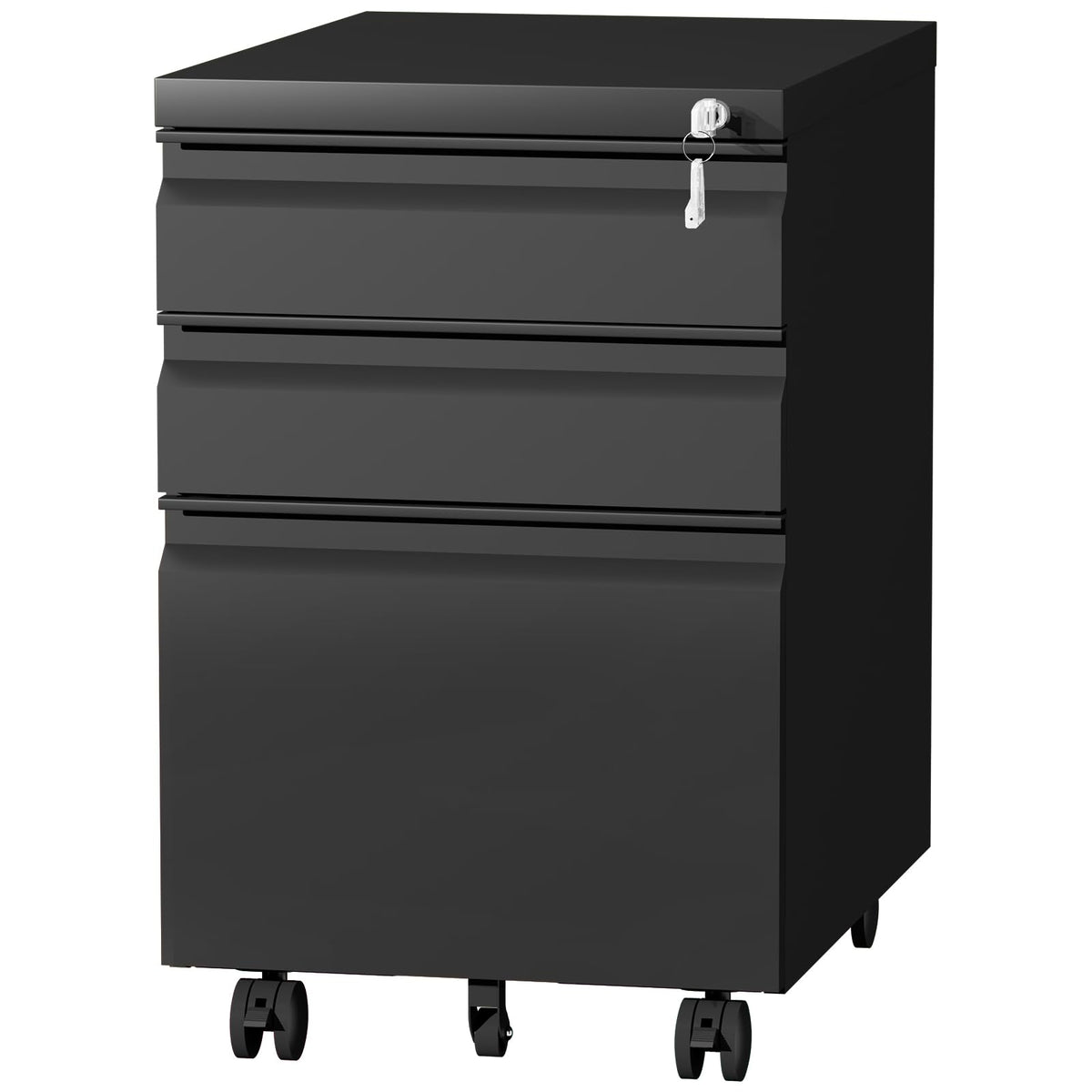 Black 3 Drawer Metal File Cabinet with Lock E2623