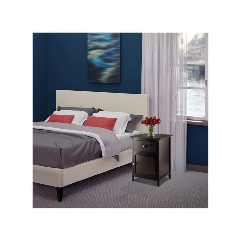 2 Piece Wood Nightstand Set with Cabinet and Drawer J21005