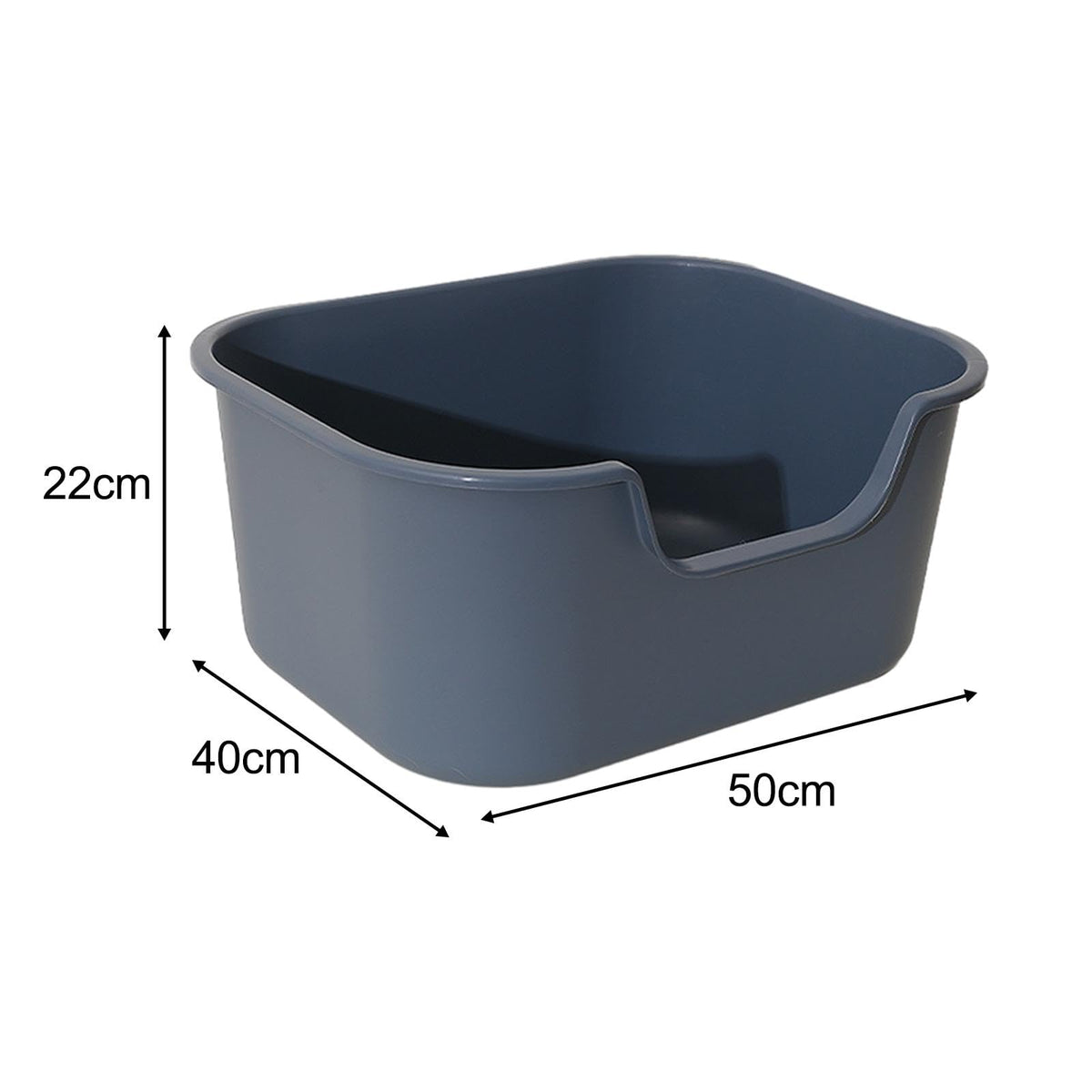 Open Top Cat Litter Tray with High Sides, Gray Q5621