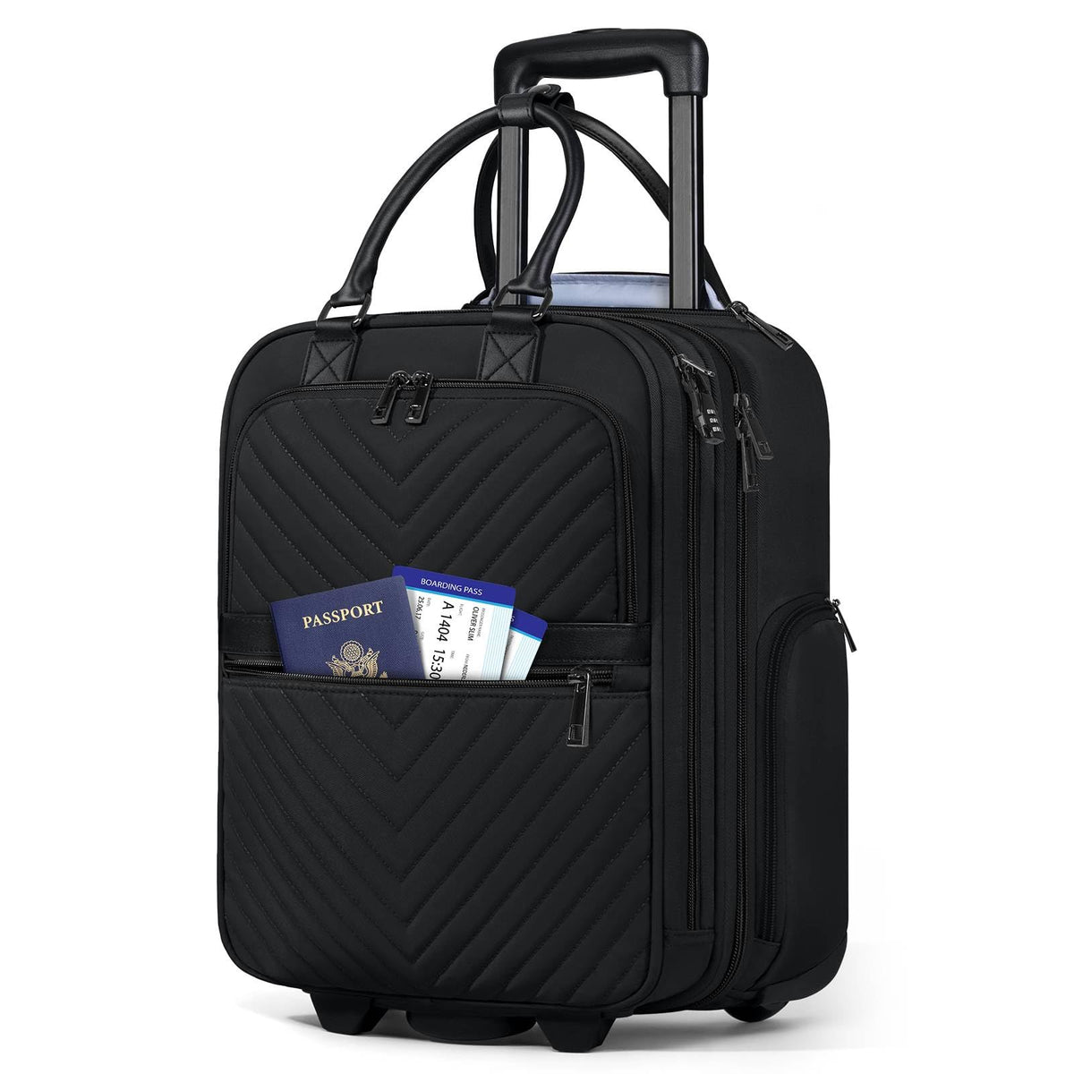 16-inch Lightweight Softside Underseat Carry On Luggage with Wheels Black N40704