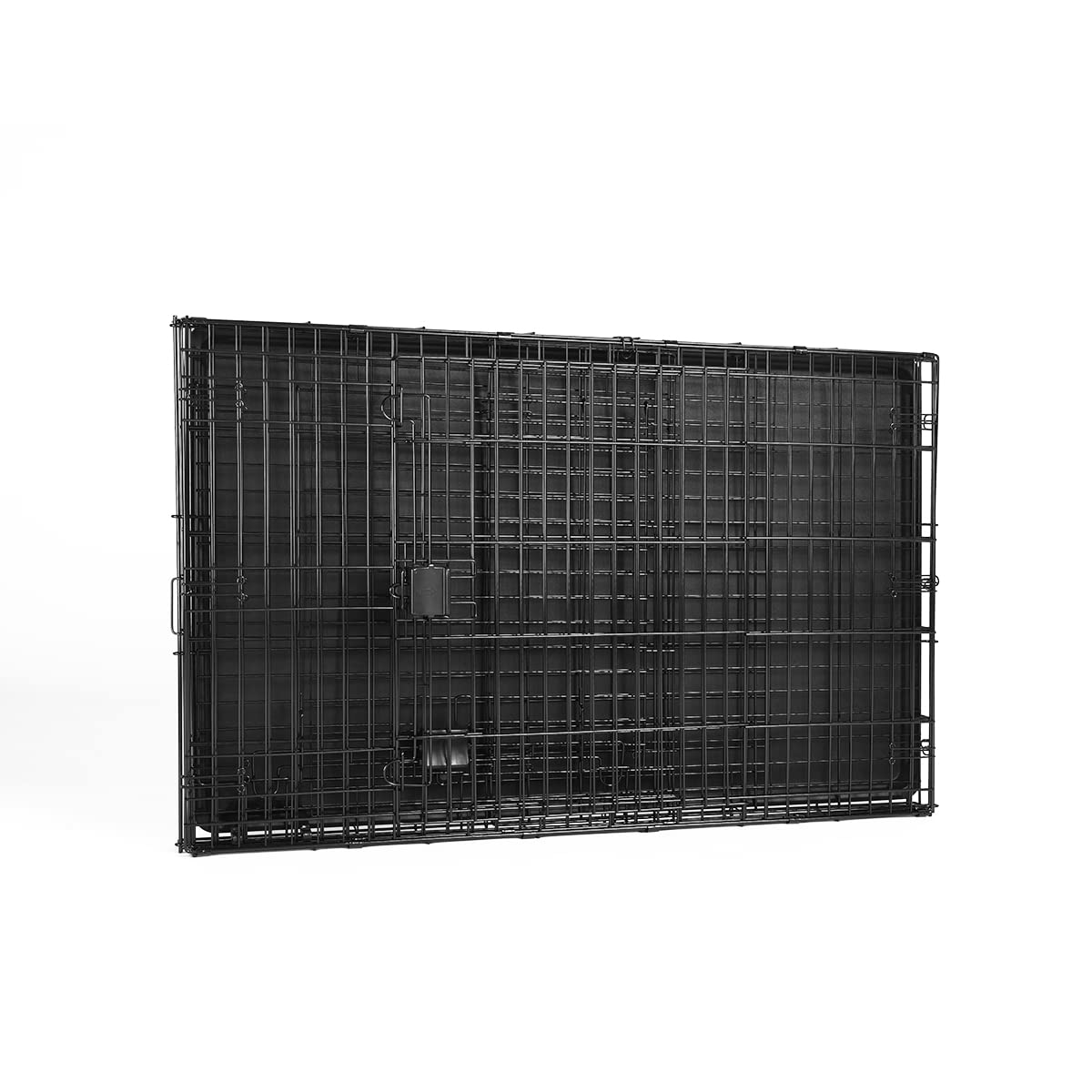 Portable Metal Wire Dog Crate, Double Door with Removable Tray, Black A97977