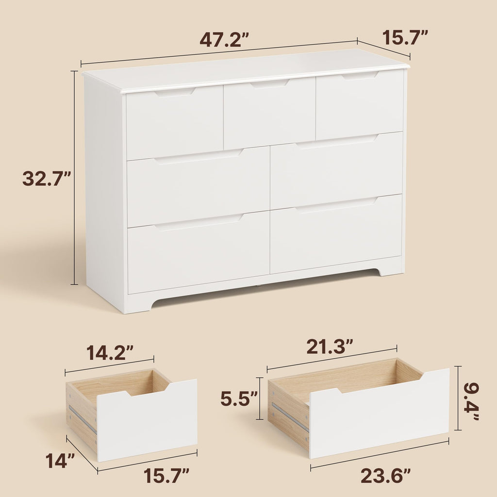 White 7 Drawer Dresser R465