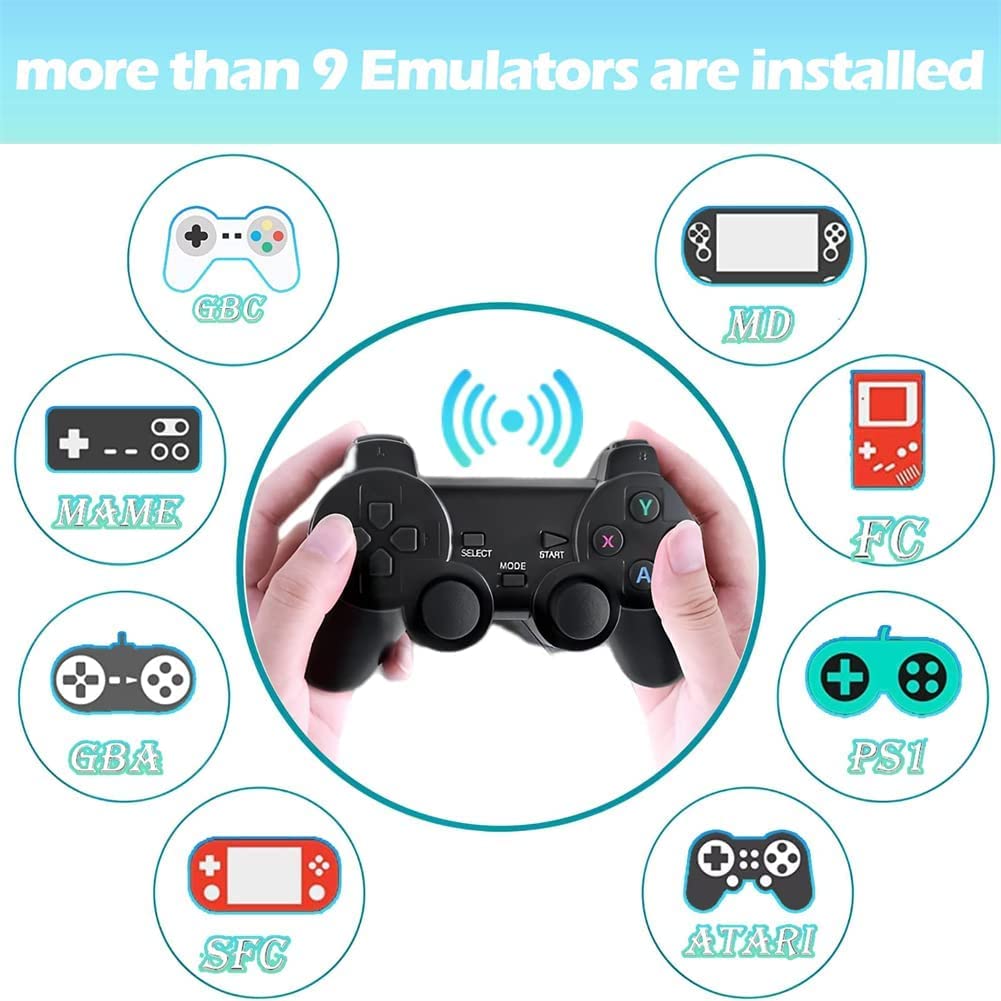 Black Wireless Retro Game Console with 2.4G Controllers J9118