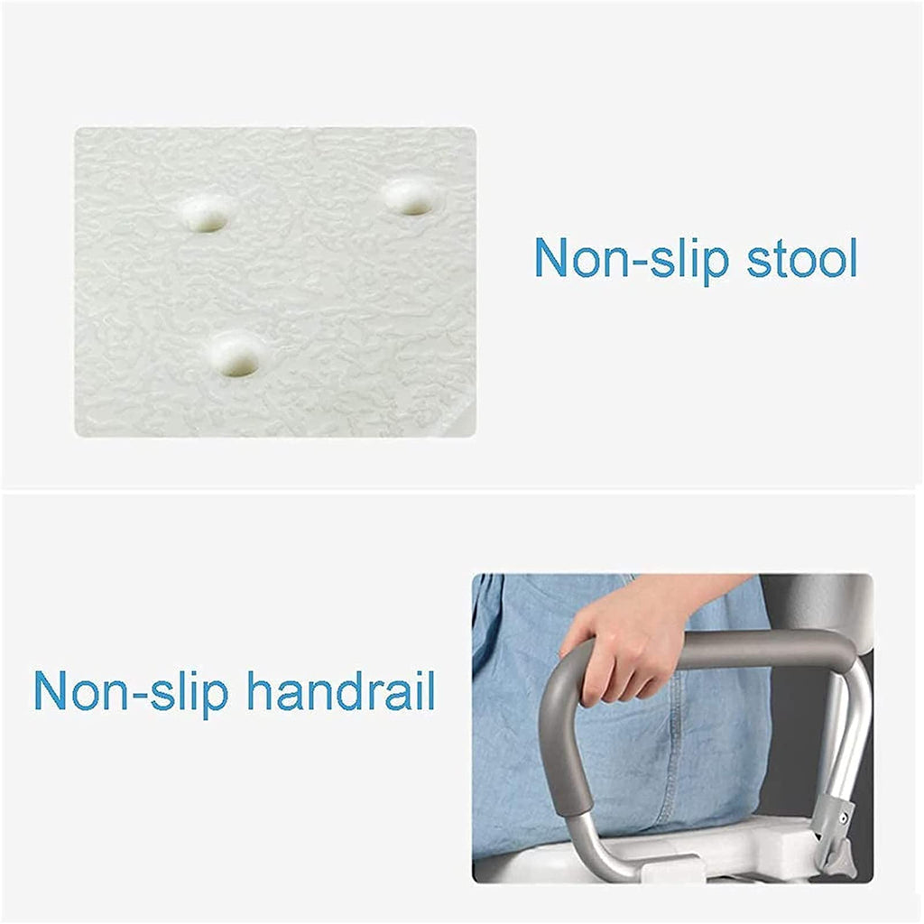 Adjustable Height Padded Seat Transfer Bench with Arms and Back N42511