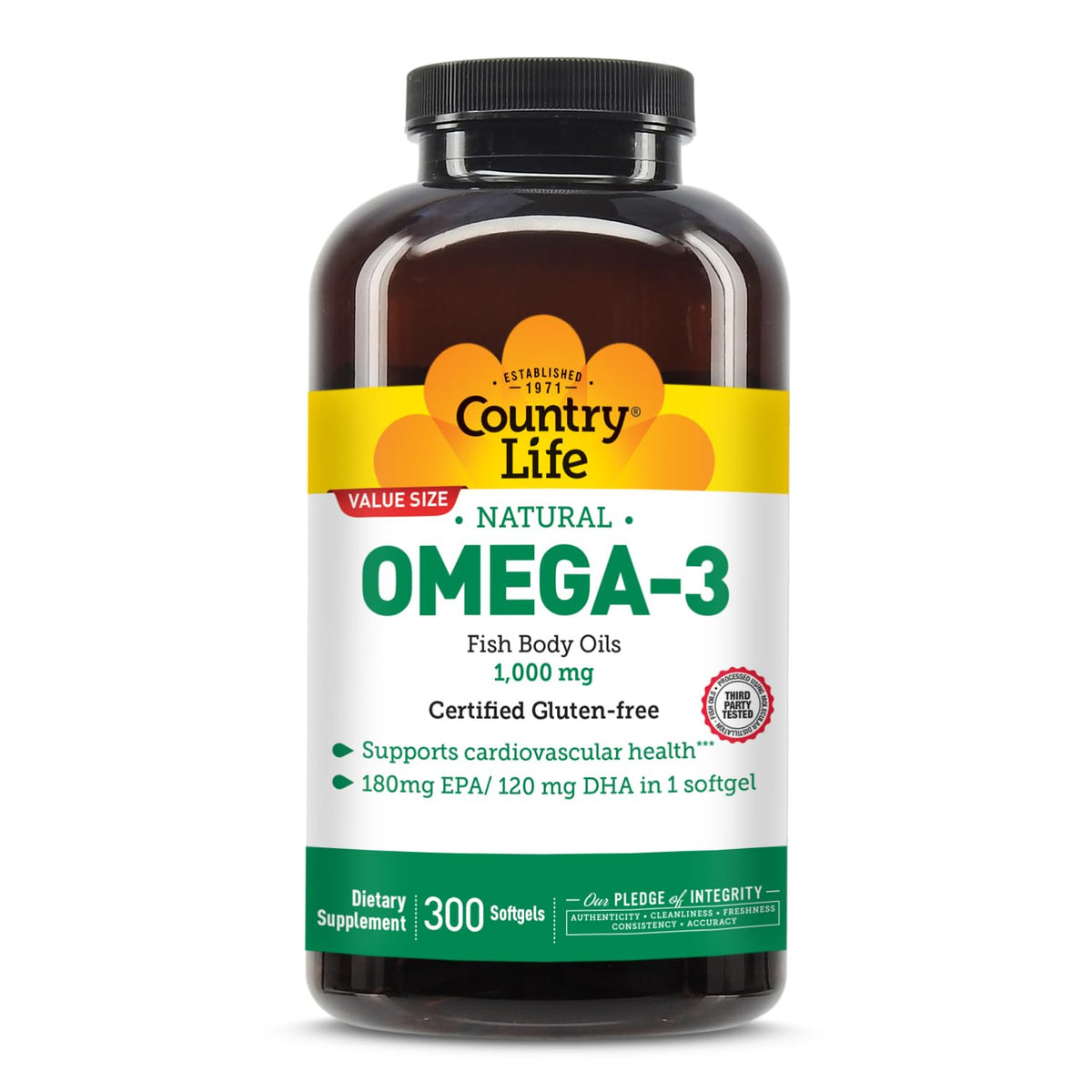 Omega-3 Fish Oil 1,000 mg 300 Softgels P304