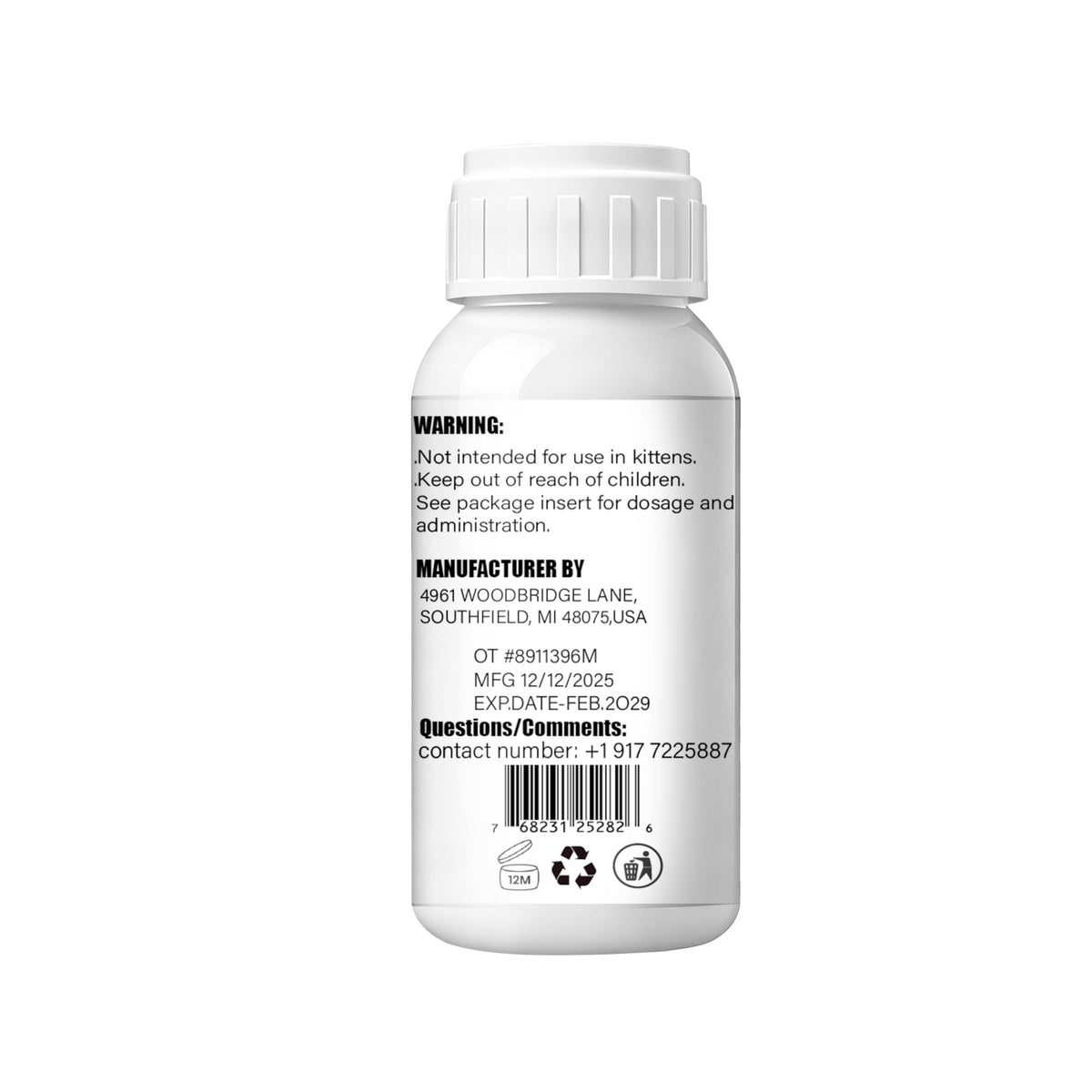 Broad Spectrum Cat Dewormer Liquid 4 oz E28207
