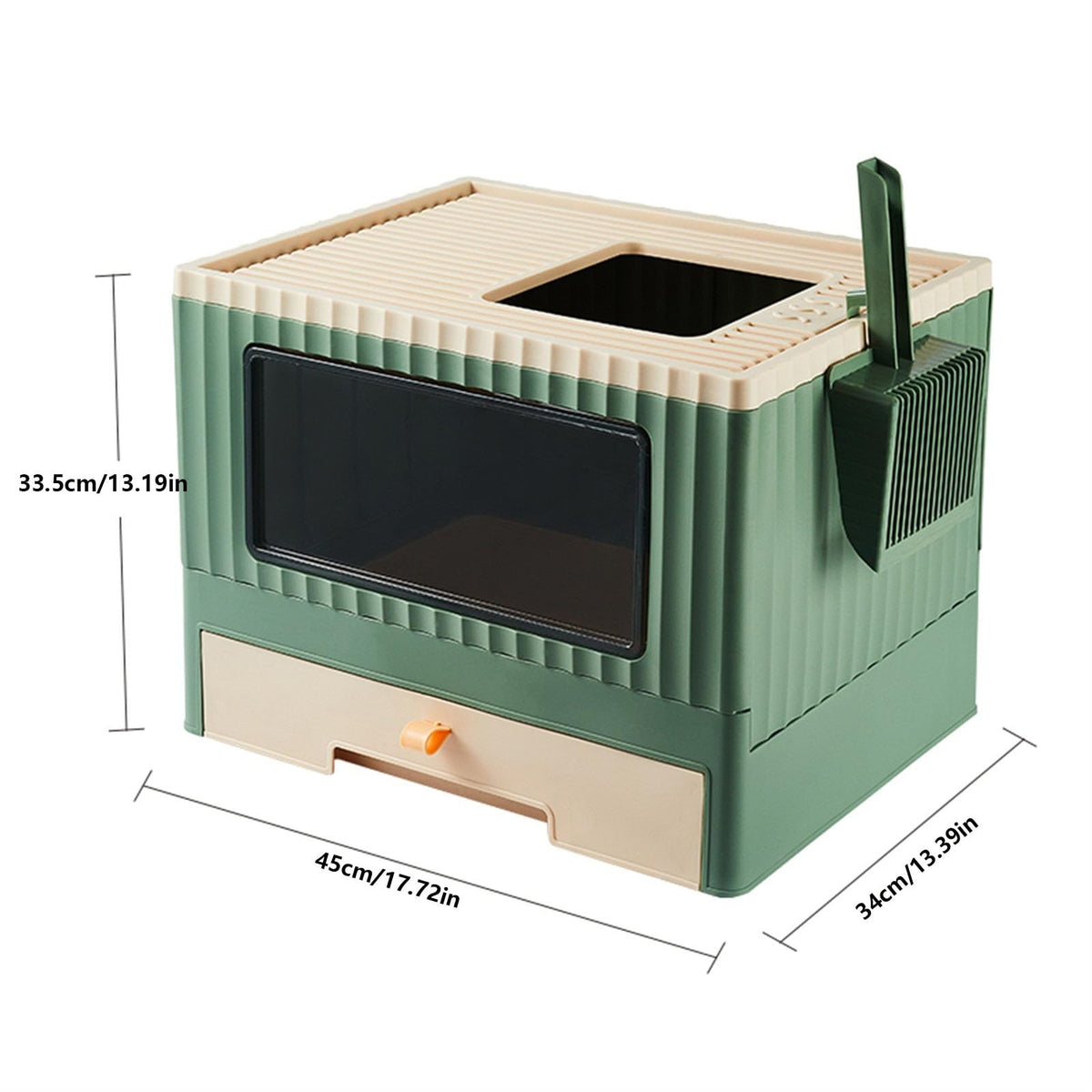 Top Entry Cat Litter Box with Lid Foldable Green F98986