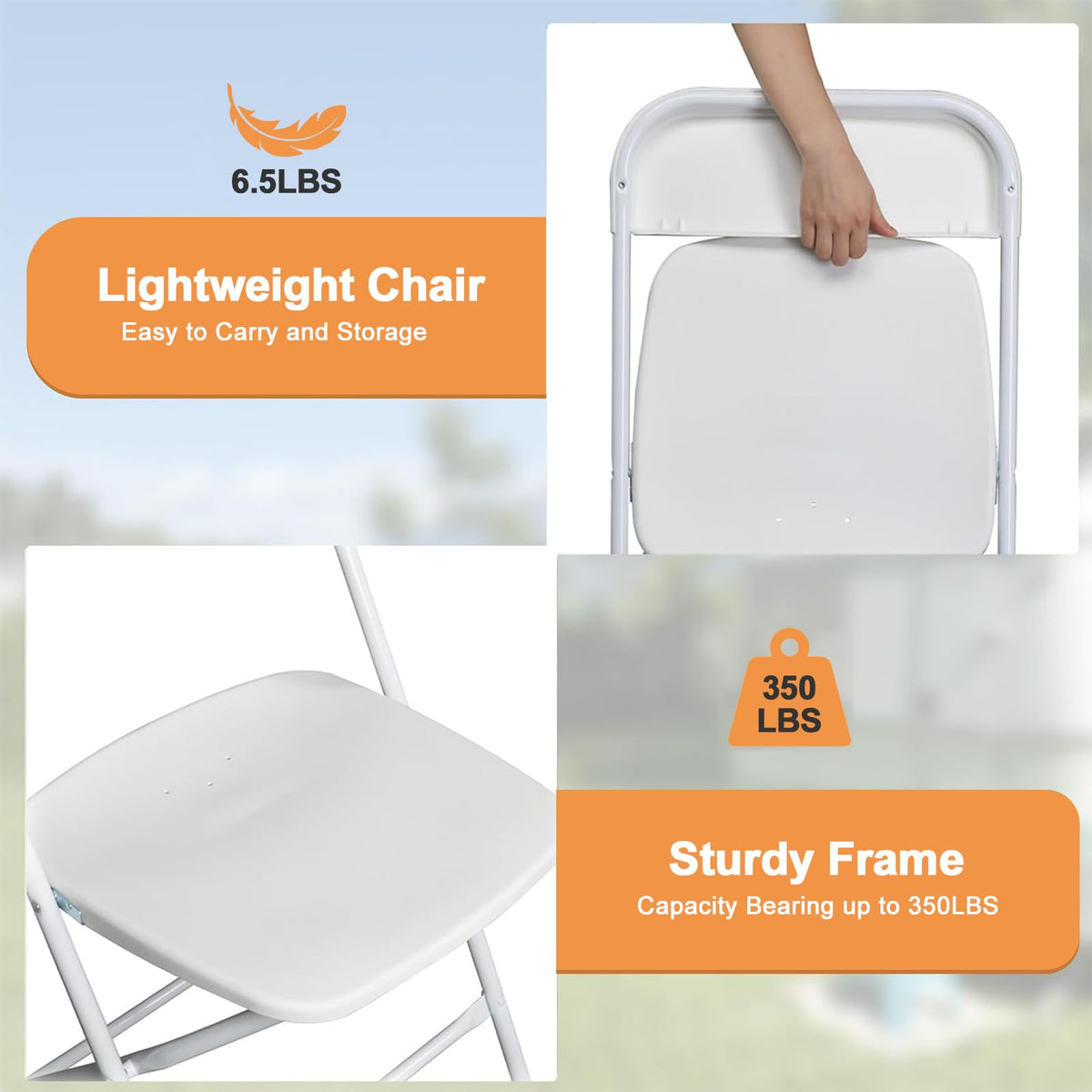 White 10 Pack Folding Chairs with Steel Frame J103405