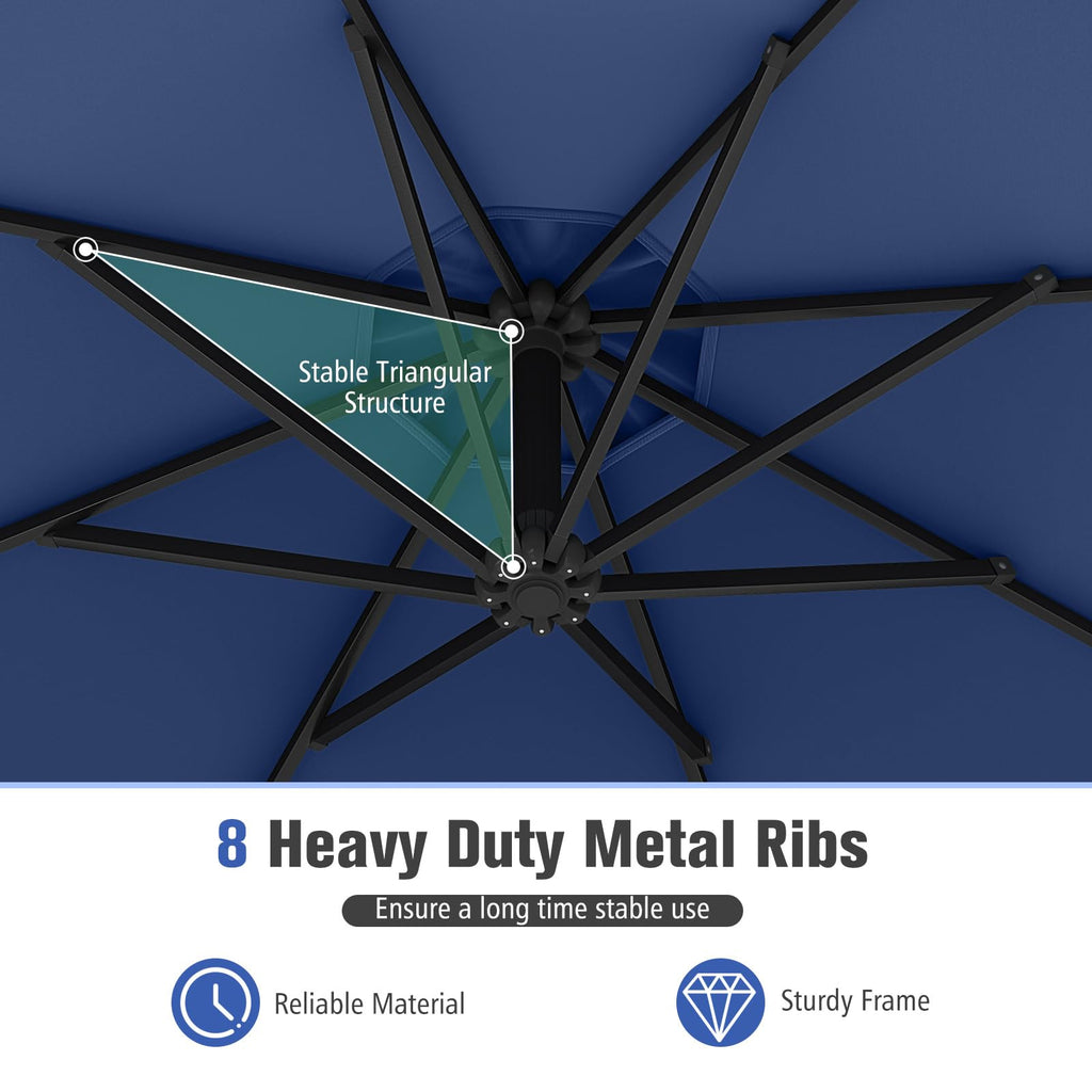10 FT Navy Offset Cantilever Umbrella T73358