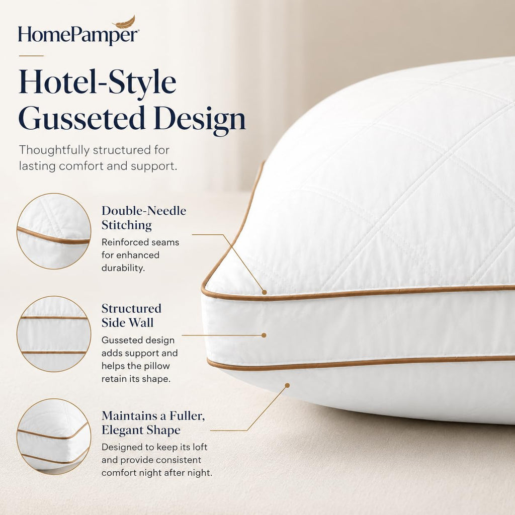 King Size Set of 2 White Cotton Bed Pillows E2481
