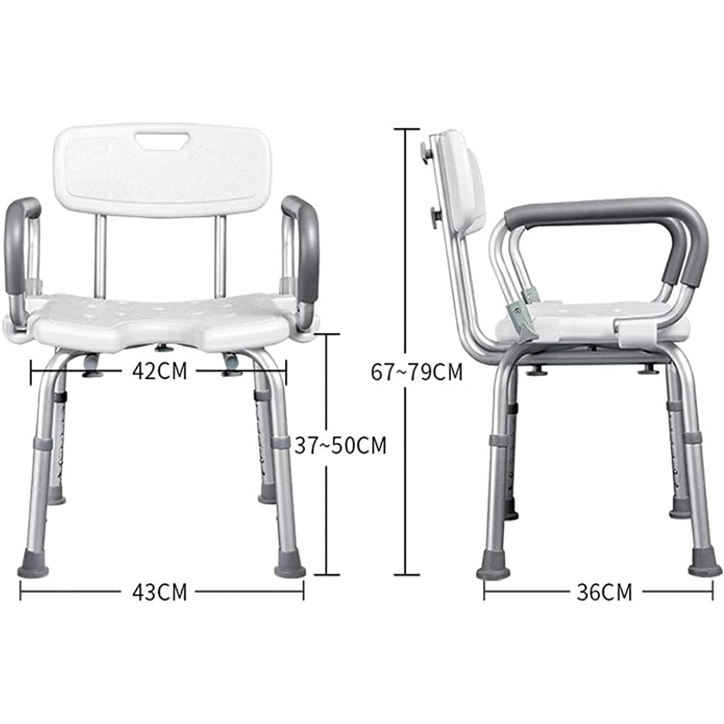 Adjustable Height Padded Seat Transfer Bench with Arms and Back N42511