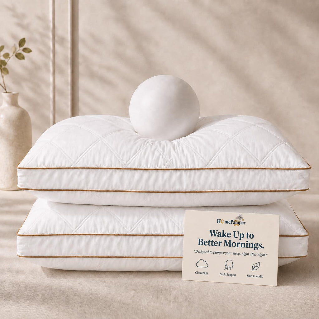 King Size Set of 2 White Cotton Bed Pillows E2481