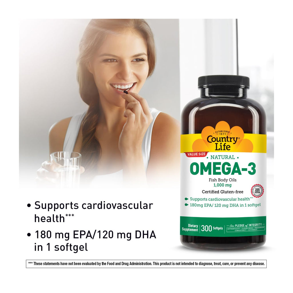 Omega-3 Fish Oil 1,000 mg 300 Softgels P304
