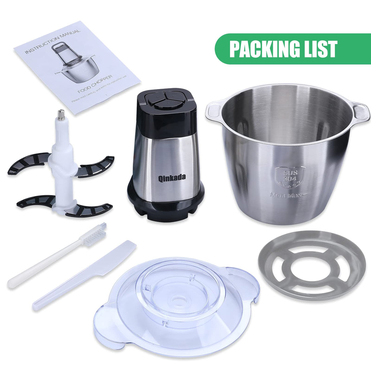 Food Processor 500W Meat Grinder 14Cup Stainless Steel Bowl B440581