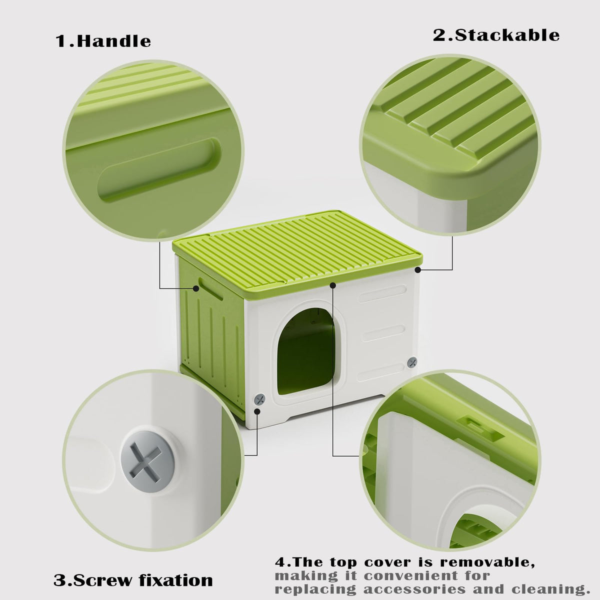 Plastic Stackable Weatherproof Elevated Cat House U517