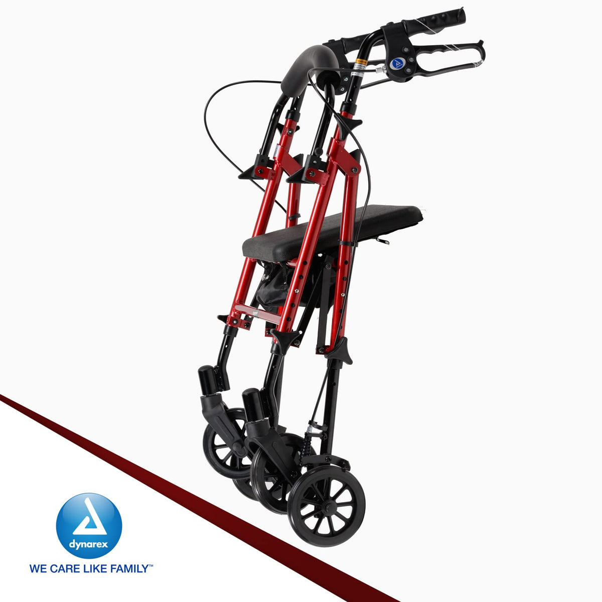 Foldable Aluminum Rollator with Adjustable Seat and Detachable Caster, Red Q65290