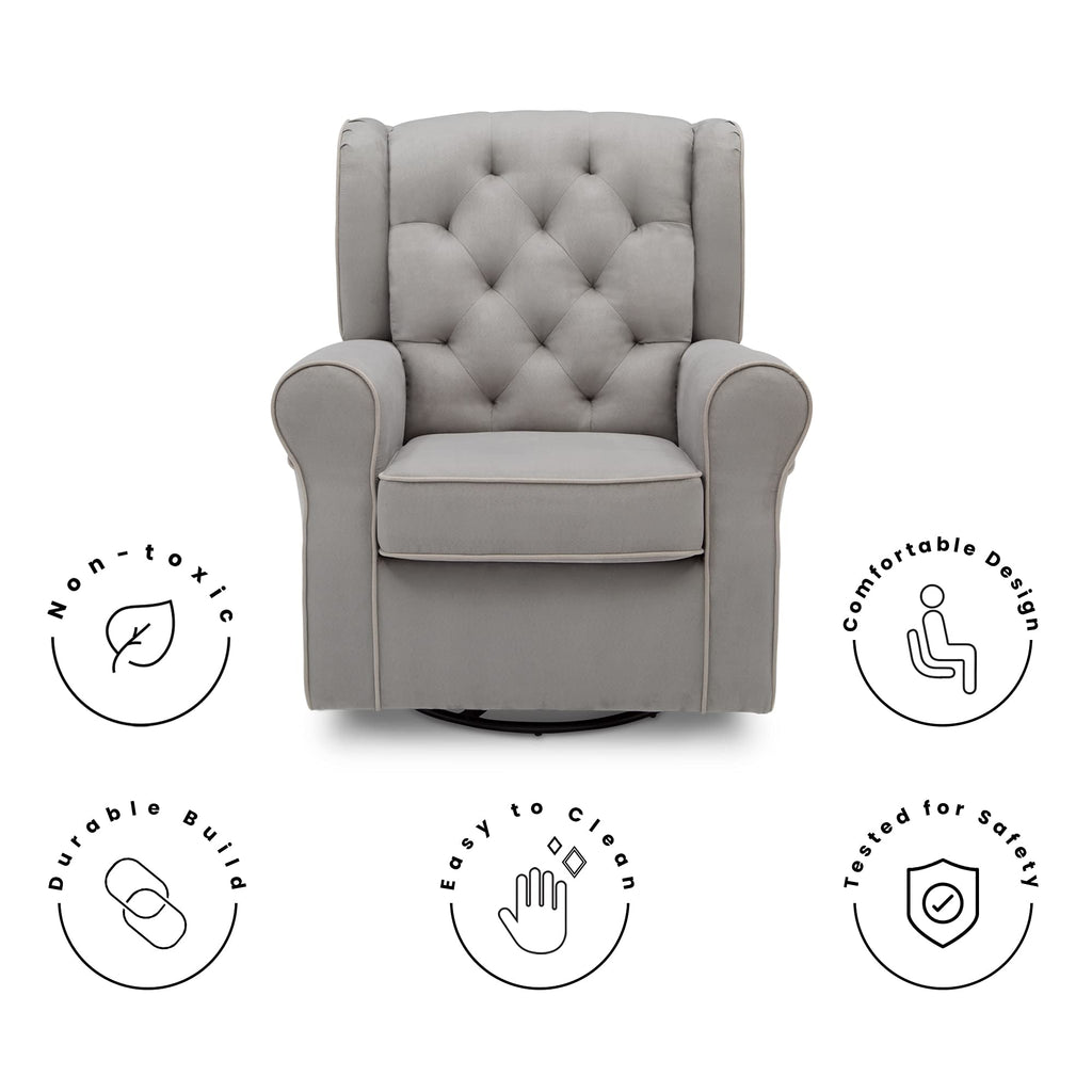 Dove Grey Upholstered Swivel Rocker Chair H934038