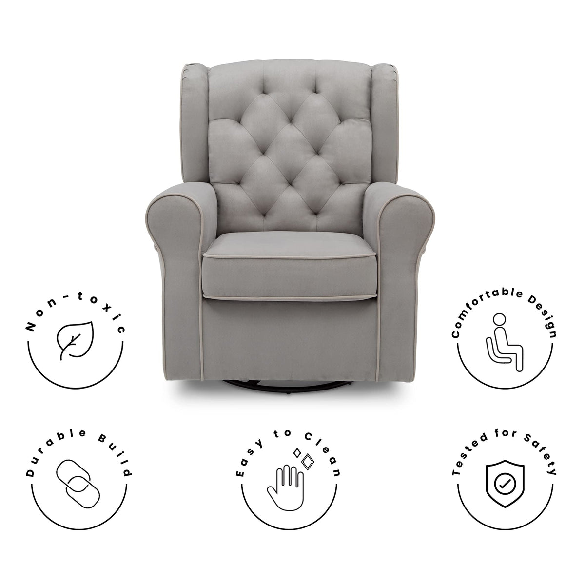 Dove Grey Upholstered Swivel Rocker Chair H934038