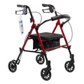 Foldable Aluminum Rollator with Adjustable Seat and Detachable Caster, Red Q65290
