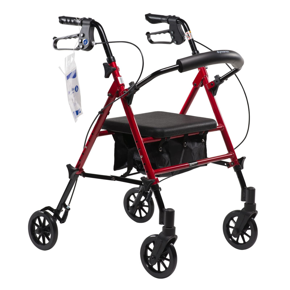 Foldable Aluminum Rollator with Adjustable Seat and Detachable Caster, Red Q65290