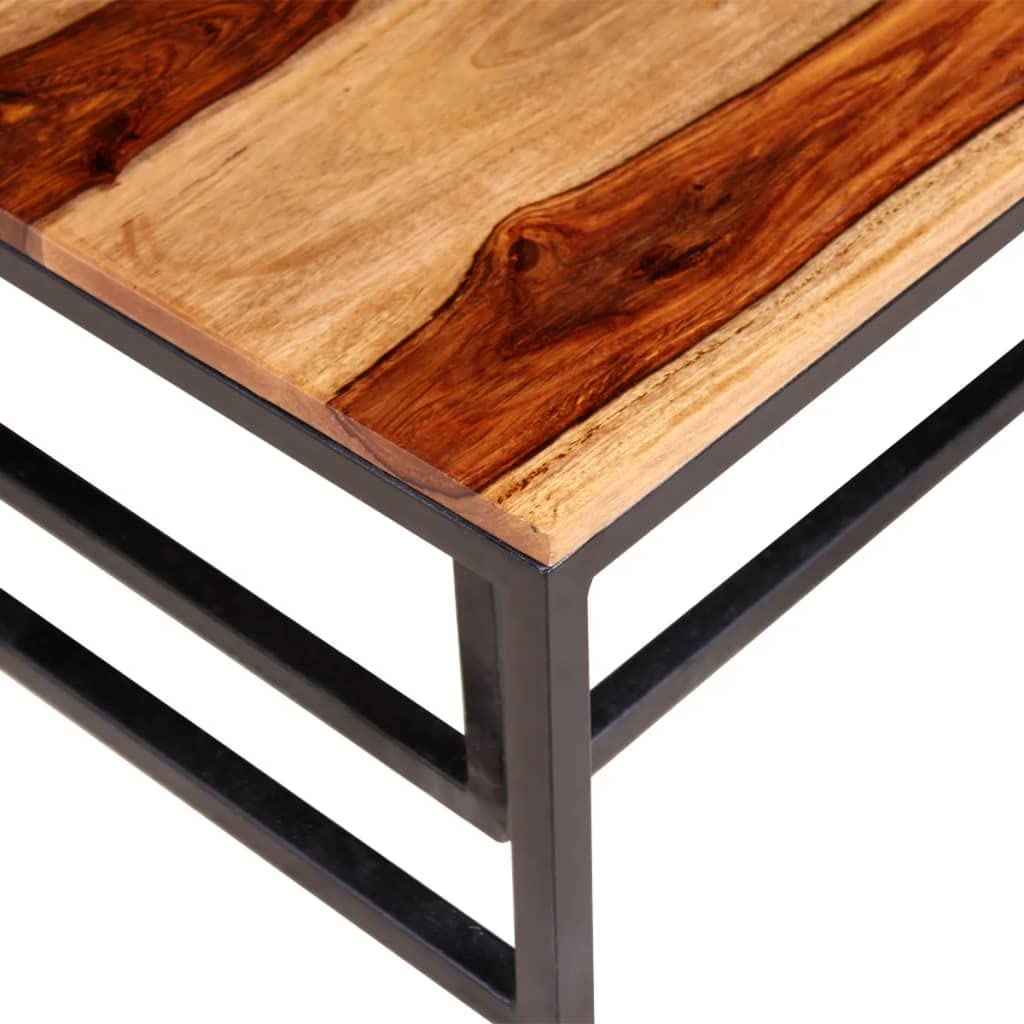 Solid Sheesham Wood Nesting Coffee Tables Set of 2 Metal Frame C1415