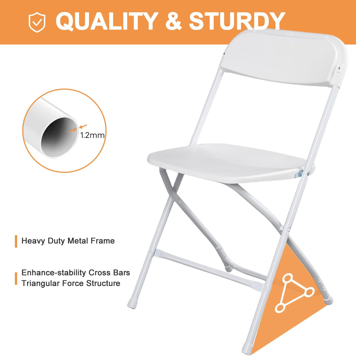 White 10 Pack Folding Chairs with Steel Frame J103405