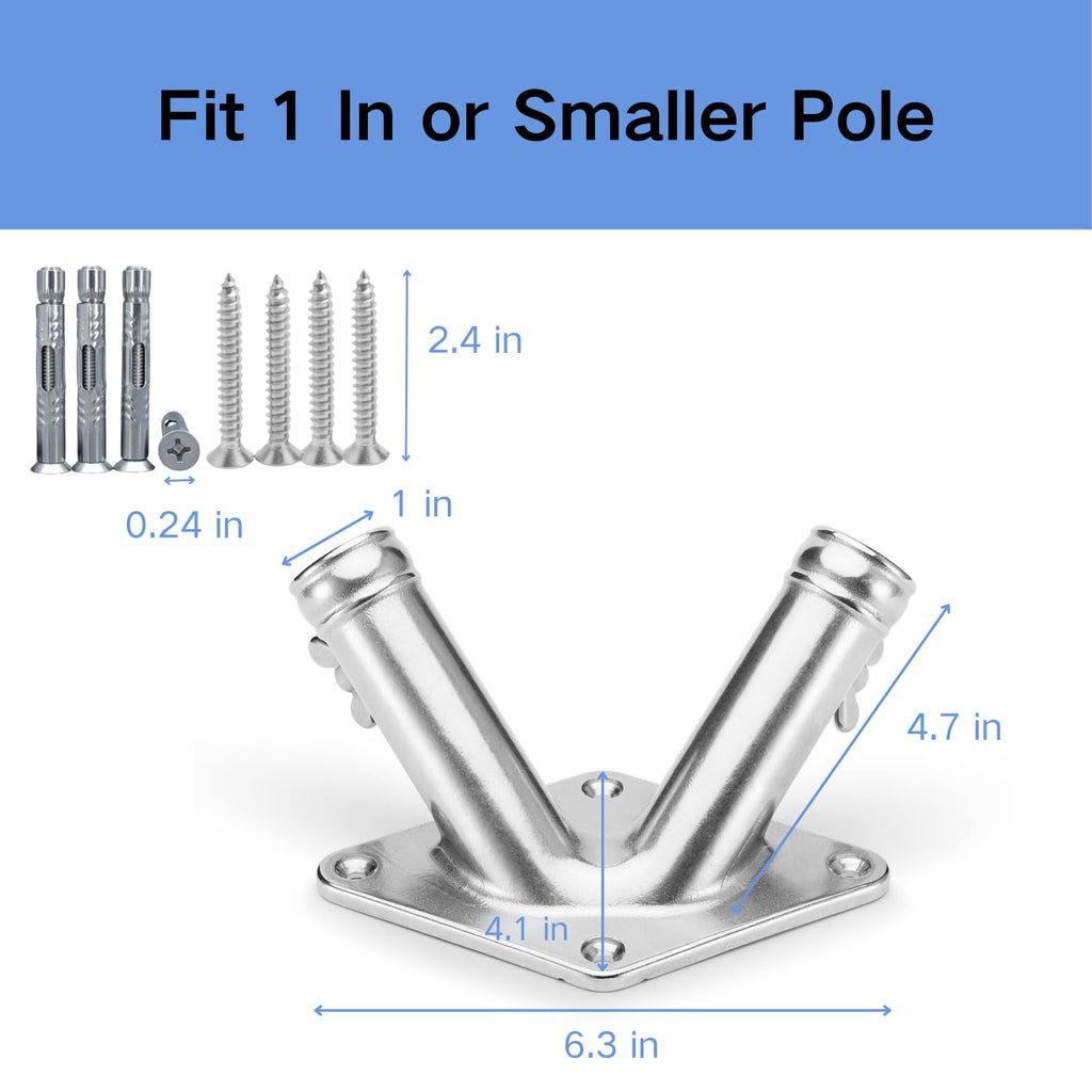 Double Flag Pole Holder 316 Stainless Steel Heavy Duty R896301