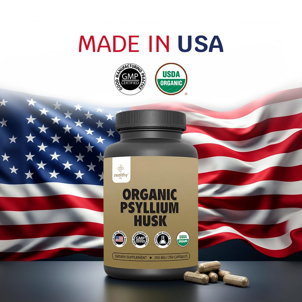 Organic Psyllium Husk Capsules 750 mg, 250 Capsules M824