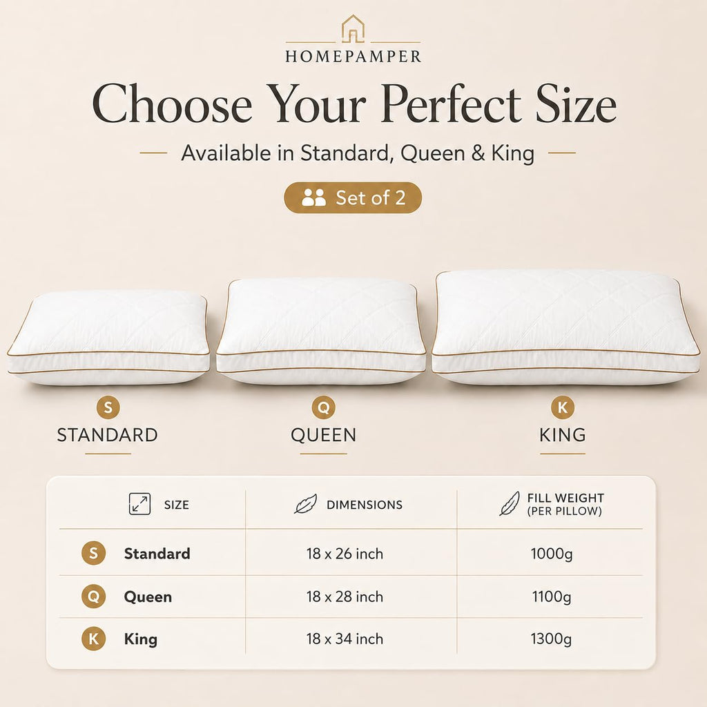 King Size Set of 2 White Cotton Bed Pillows E2481