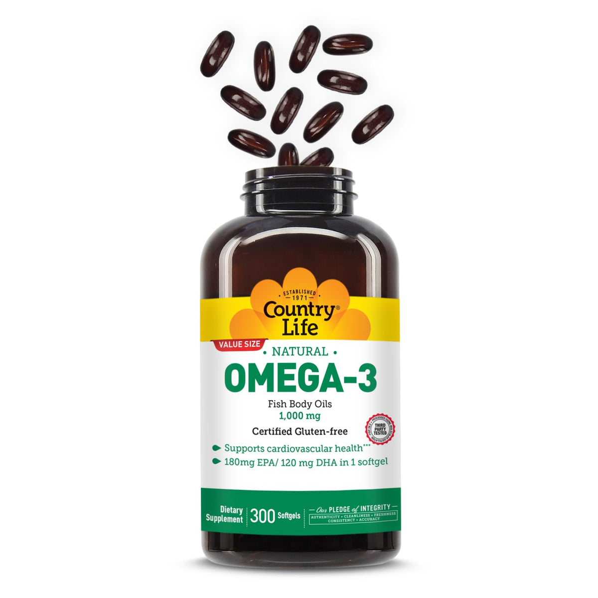 Omega-3 Fish Oil 1,000 mg 300 Softgels P304