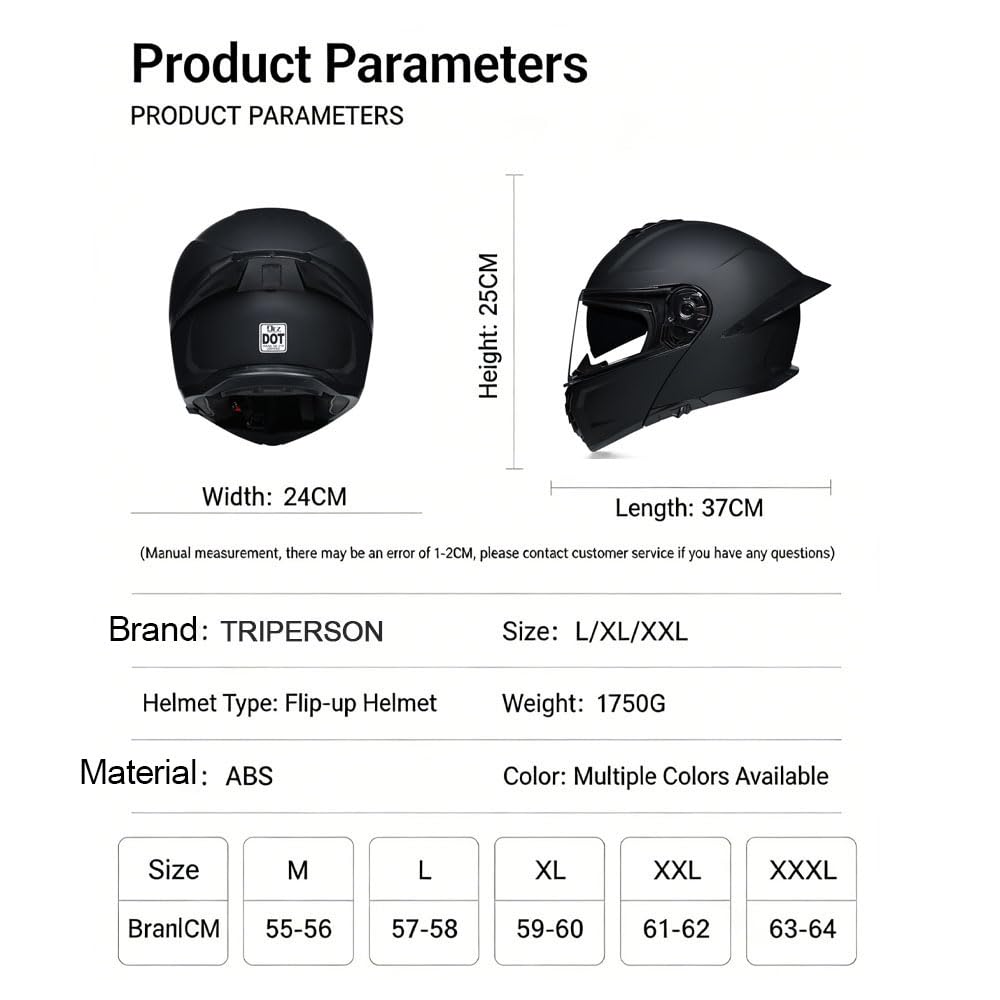 Modular Flip-Up Full Face Motorcycle Helmet with Dual Visor S58670