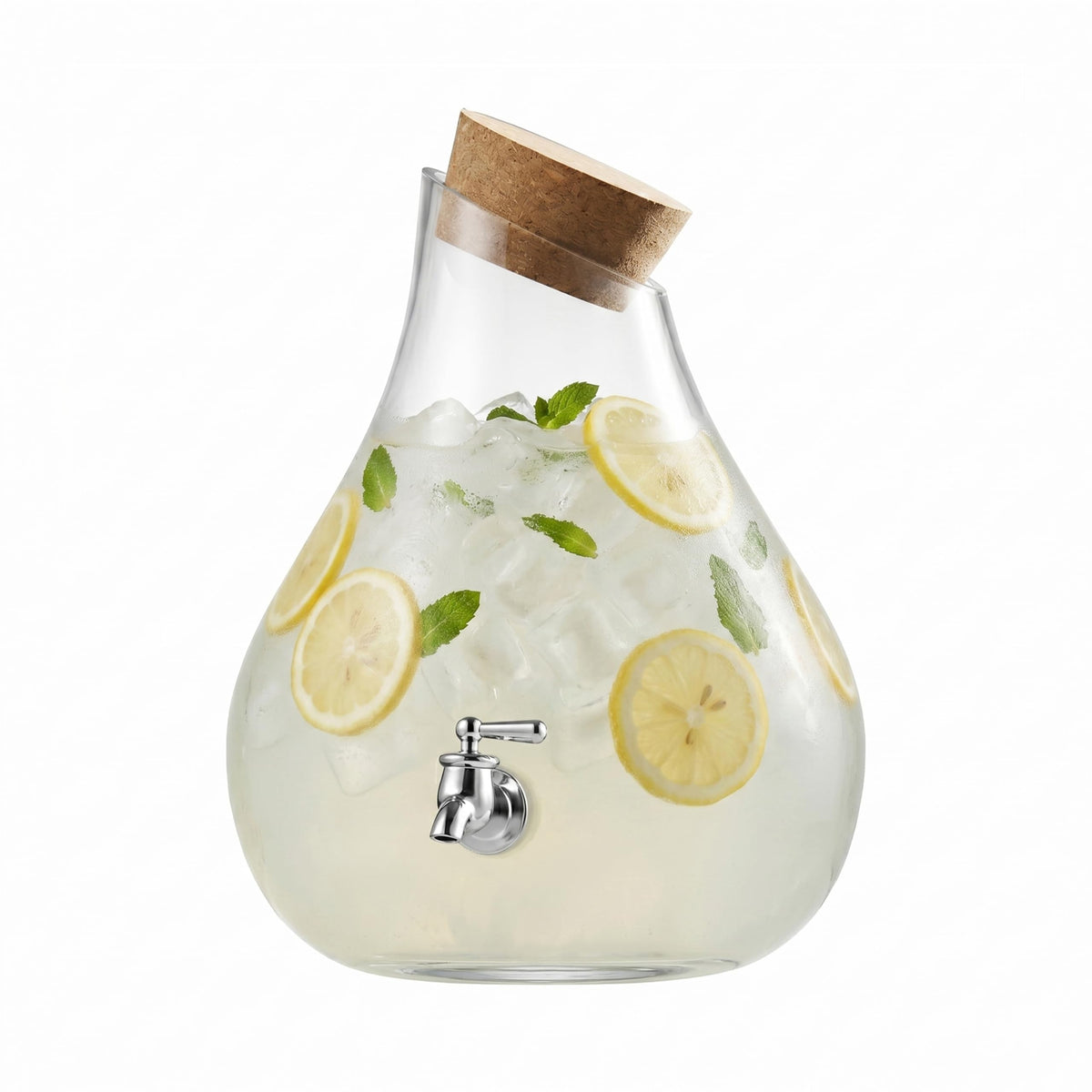 Glass Beverage Dispenser with Cork Lid and Stand 2.5 Gal O388701