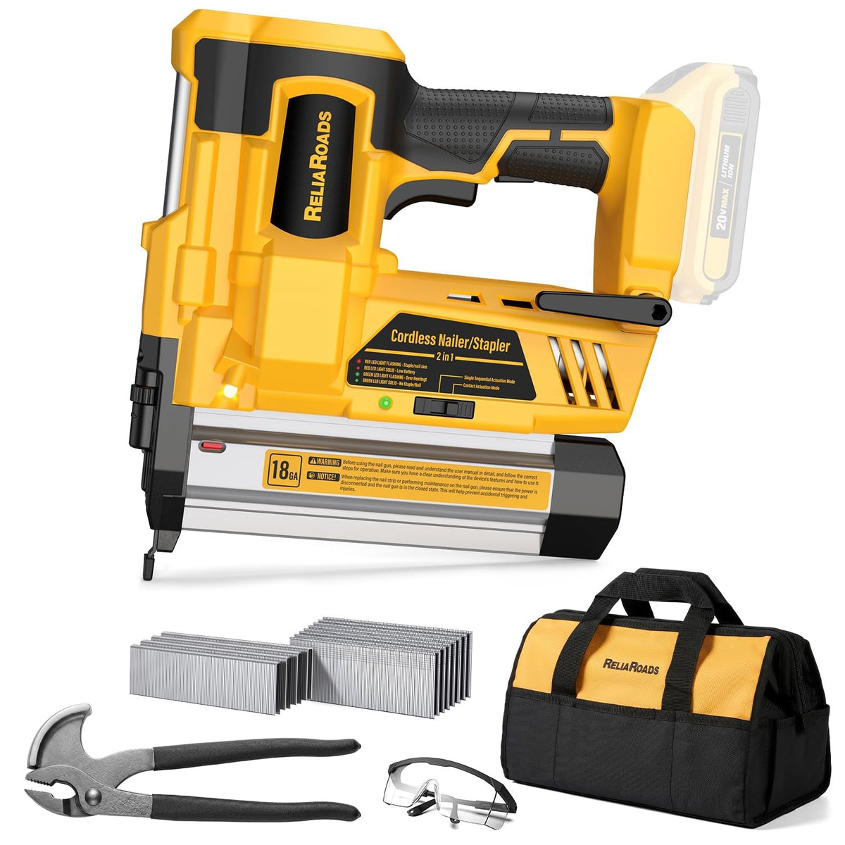 2" Cordless Brad Nailer 18GA Battery Powered Nail Gun with Toolbag R2332