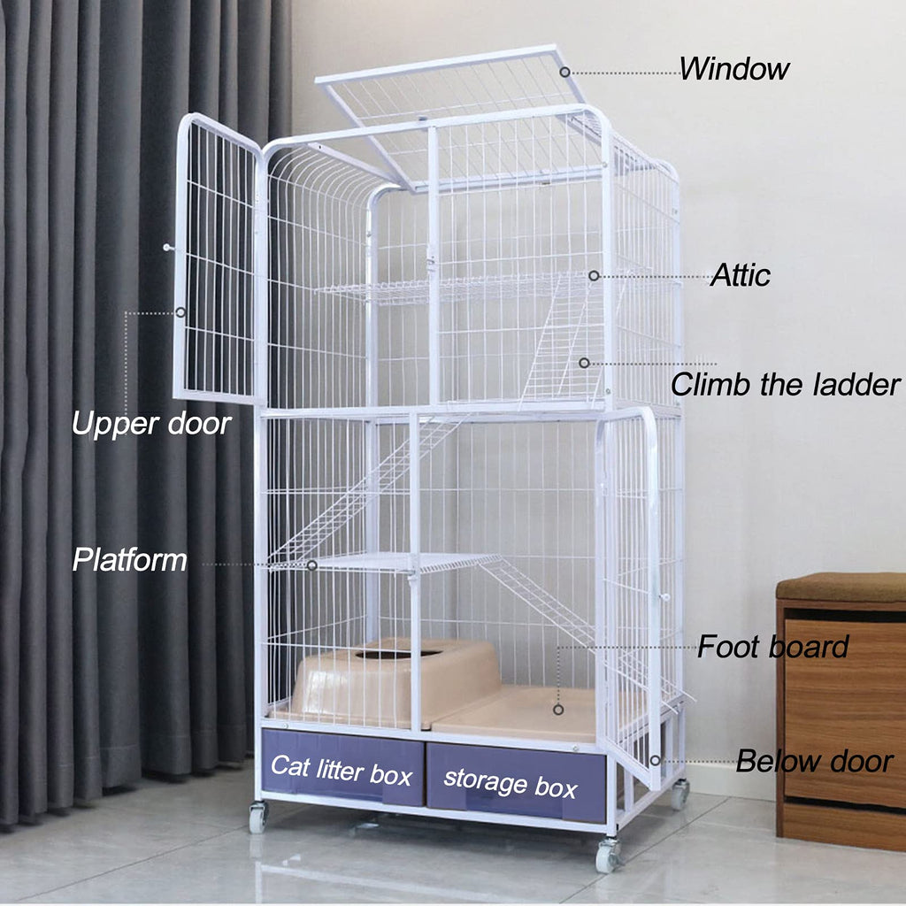 Black Four Layer Metal Cat Cage Dog Crate L8710