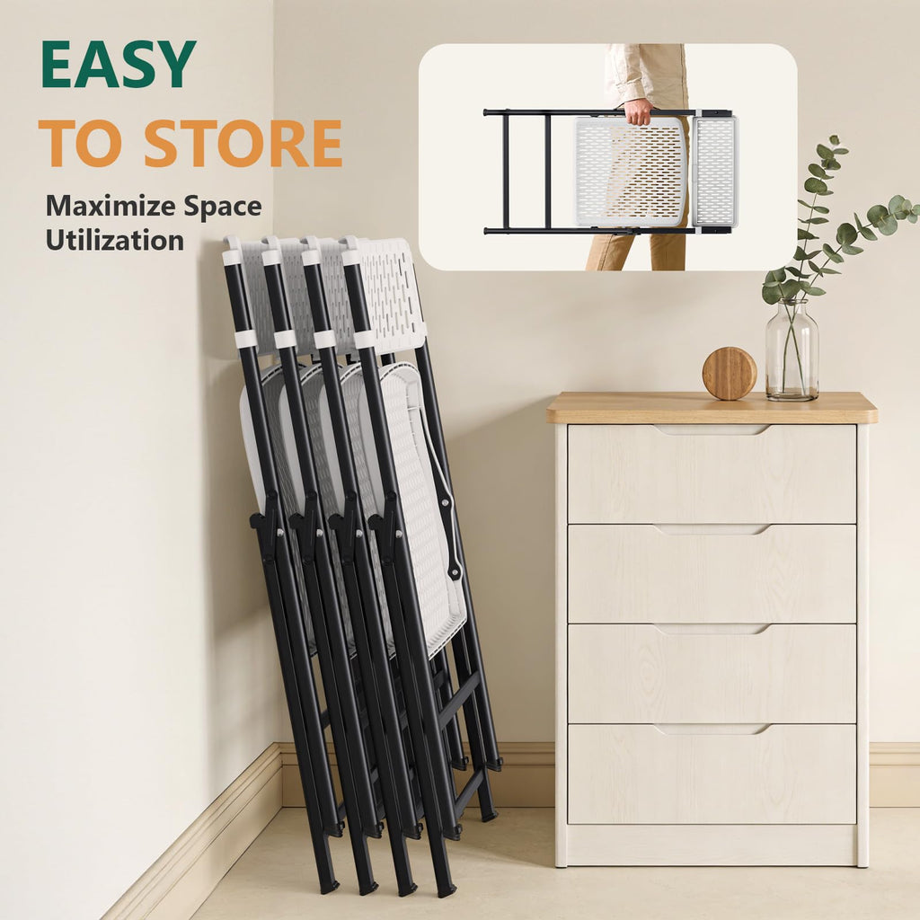White 4-Pack Folding Chairs with Steel Frame W42989